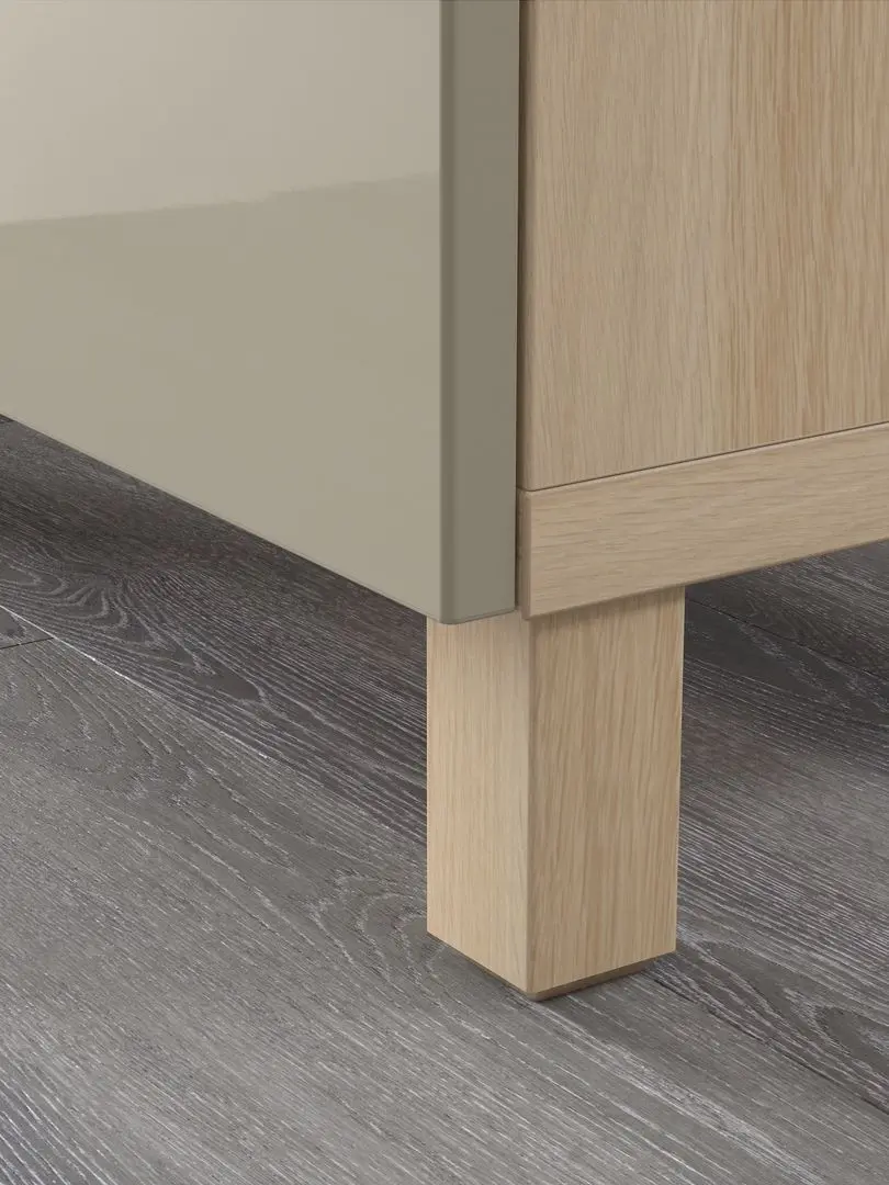 Tumba Ikea Besta/Selsviken/Stubbarp sina sertar cu inchidere lina 180x42x74 (Aspect stejar antichizat/Bej lucios) - 4