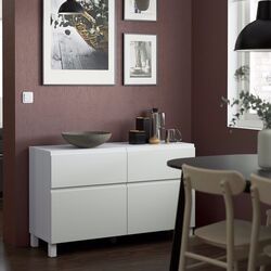 Tumba Ikea Besta/Vasterviken/Stubbarp usi/sertare/deschidere apasare 120x42x74 (Alb) Thumb