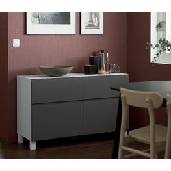 Tumba Ikea Besta/Vasterviken/Stubbarp glisiera sertar cu sistem apasare 120x42x74 (Alb/Gri inchis) Thumb