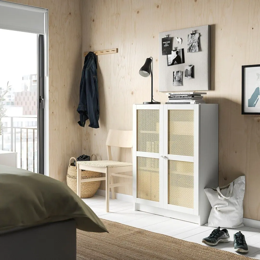 Tumba Ikea Billy/Hogadal usi 80x30x106 (Alb/Bambus)