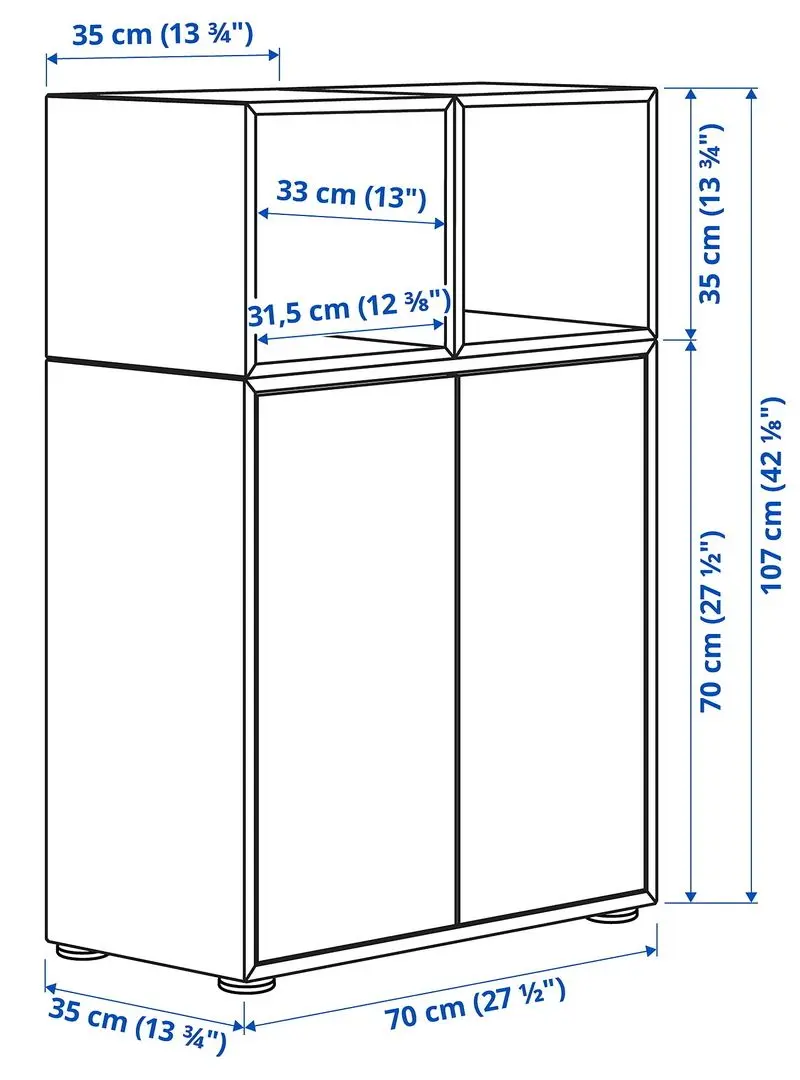 Tumba Ikea Eket cu picioare 70x35x107 (Gri Inchis/Aspect Nuc)