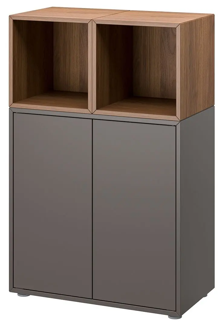 Tumba Ikea Eket cu picioare 70x35x107 (Gri Inchis/Aspect Nuc)