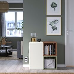 Etajera Ikea Eket cu picioare 70x35x72 (Alb/Aspect Nuc/Verde Deschis) Thumb