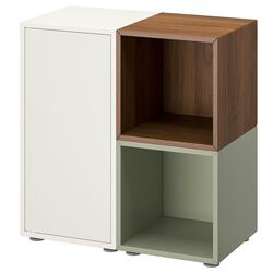 Etajera Ikea Eket cu picioare 70x35x72 (Alb/Aspect Nuc/Verde Deschis)