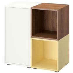 Tumba Ikea Eket cu picioare 70x35x72 (Alb/Aspect nuc/Galben deschis) Thumb