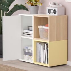Tumba Ikea Eket cu picioruse 70x35x72 (Alb/Aspect Stejar Vopsit/Galben Deschis) Thumb