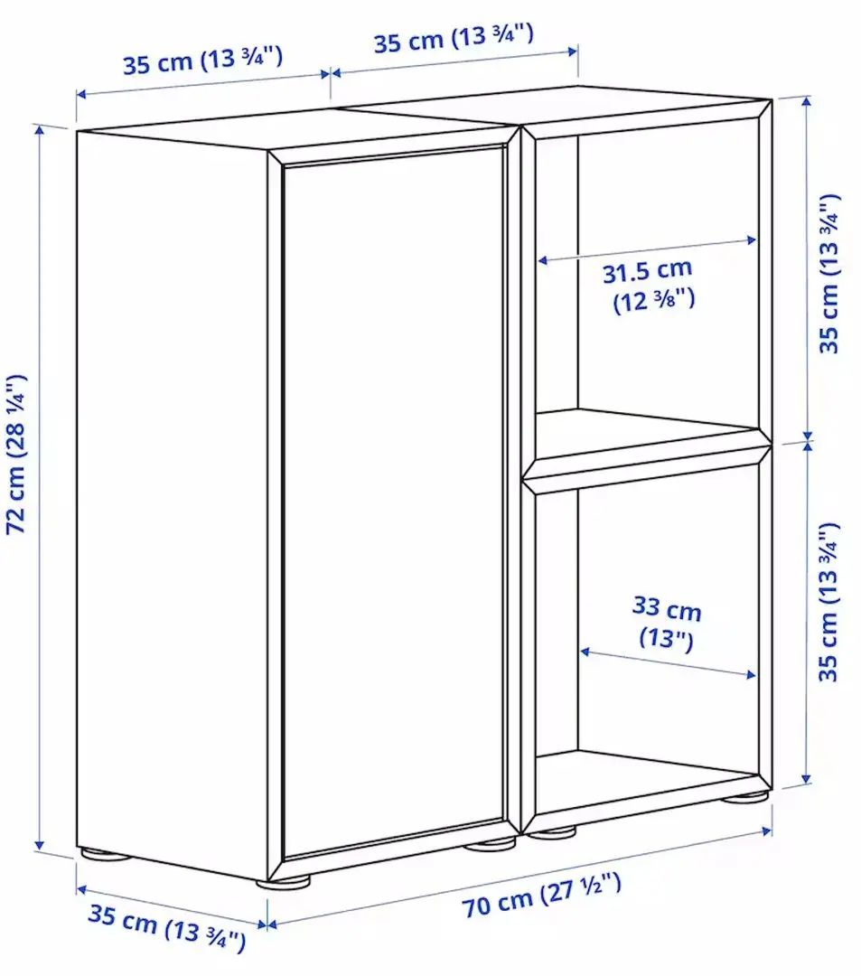 Tumba Ikea Eket cu picioruse 70x35x72 (Alb/Aspect Stejar Vopsit/Galben Deschis)