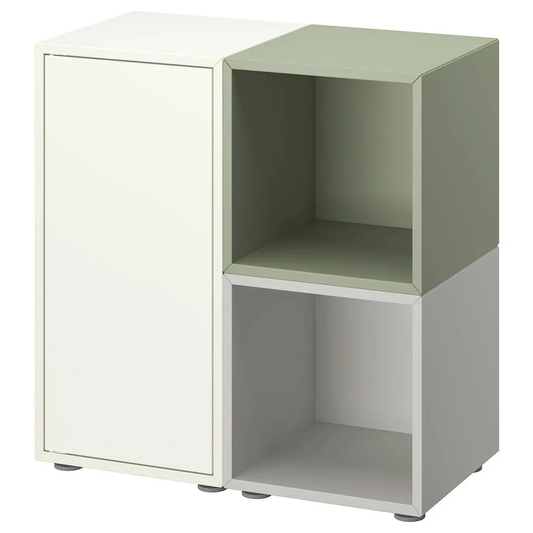 Tumba Ikea Eket cu picioare 70x35x72 (Alb/Gri/Verde Deschis)
