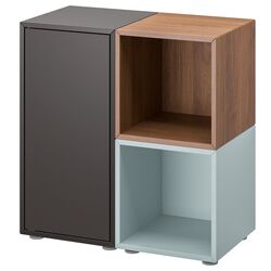 Tumba Ikea Eket cu picioare 70x35x72 (Gri Inchis/Aspect Nuc/Gri Deschis-Bleu) Thumb