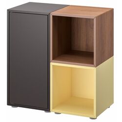 Tumba Ikea Eket cu picioruse 70x35x72 (Gri Inchis/Aspect Nuc/Galben Deschis) Thumb
