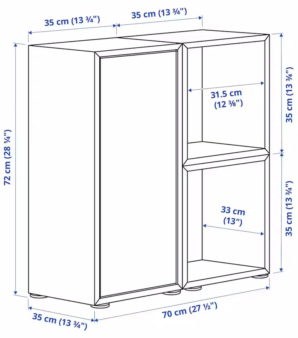 Tumba Ikea Eket cu picioruse 70x35x72 (Gri Inchis/Aspect Nuc/Galben Deschis)