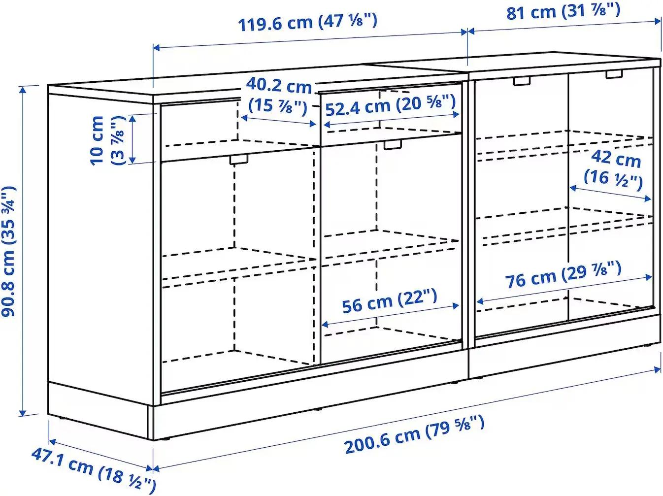 Tumba Ikea Tonstad 201x47x91 (Alb)