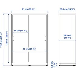 Тумба Ikea Tonstad раздвижные дверцы 81x37x116 (Белый) Thumb
