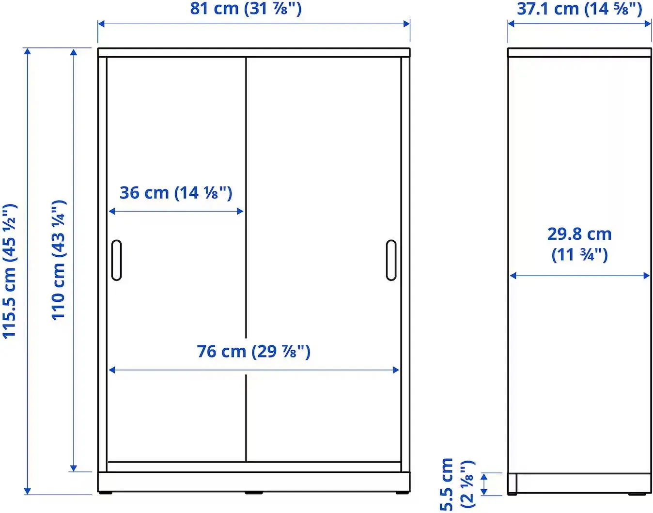 Тумба Ikea Tonstad раздвижные дверцы 81x37x116 (Белый)