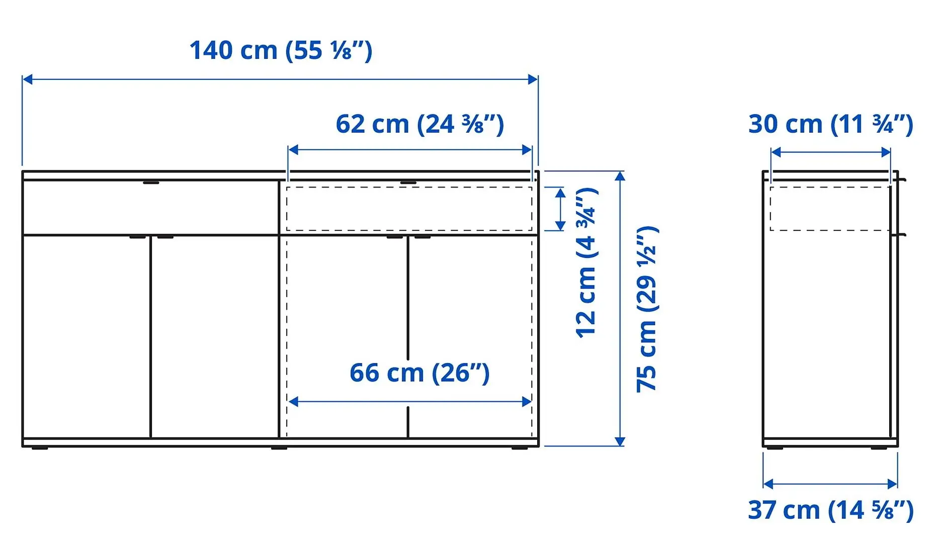 Тумба Ikea Vihals 140x37x75 (Белый)