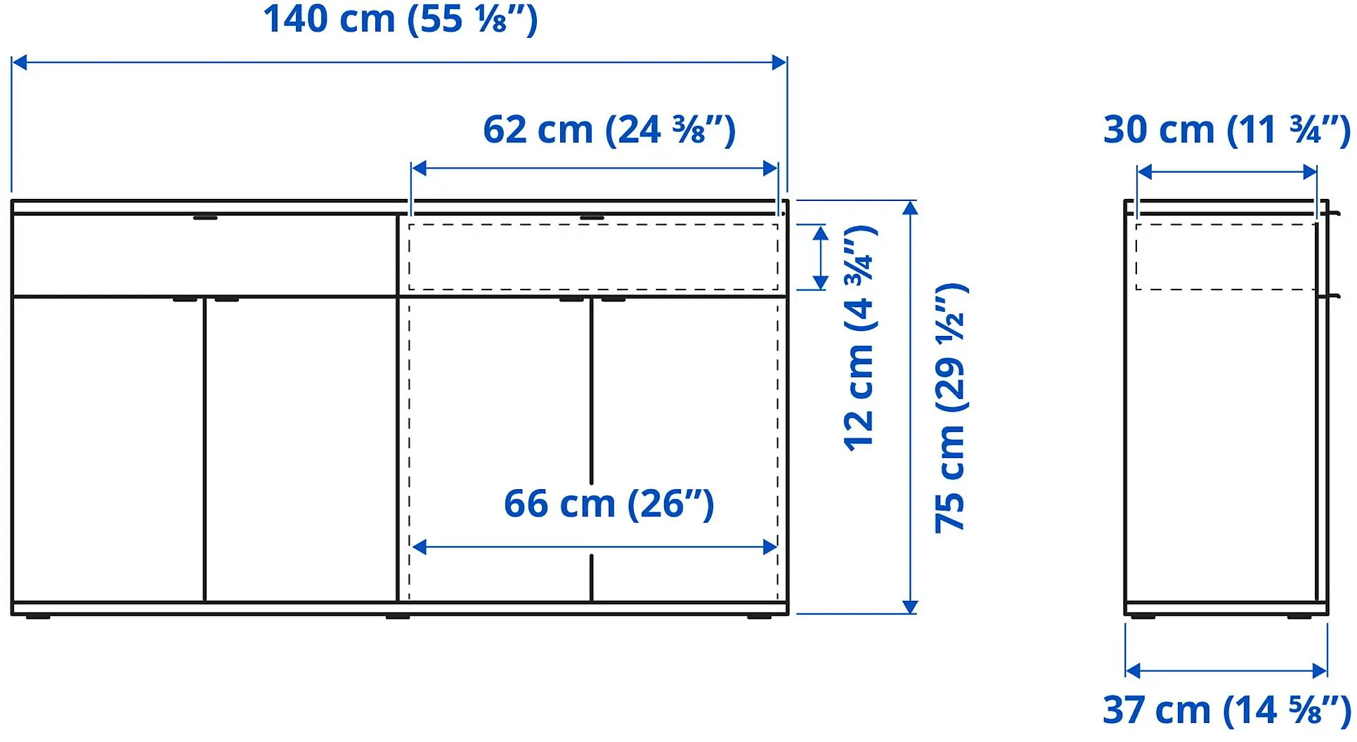Tumba Ikea Vihals 140x37x75 (Темно-Серый)