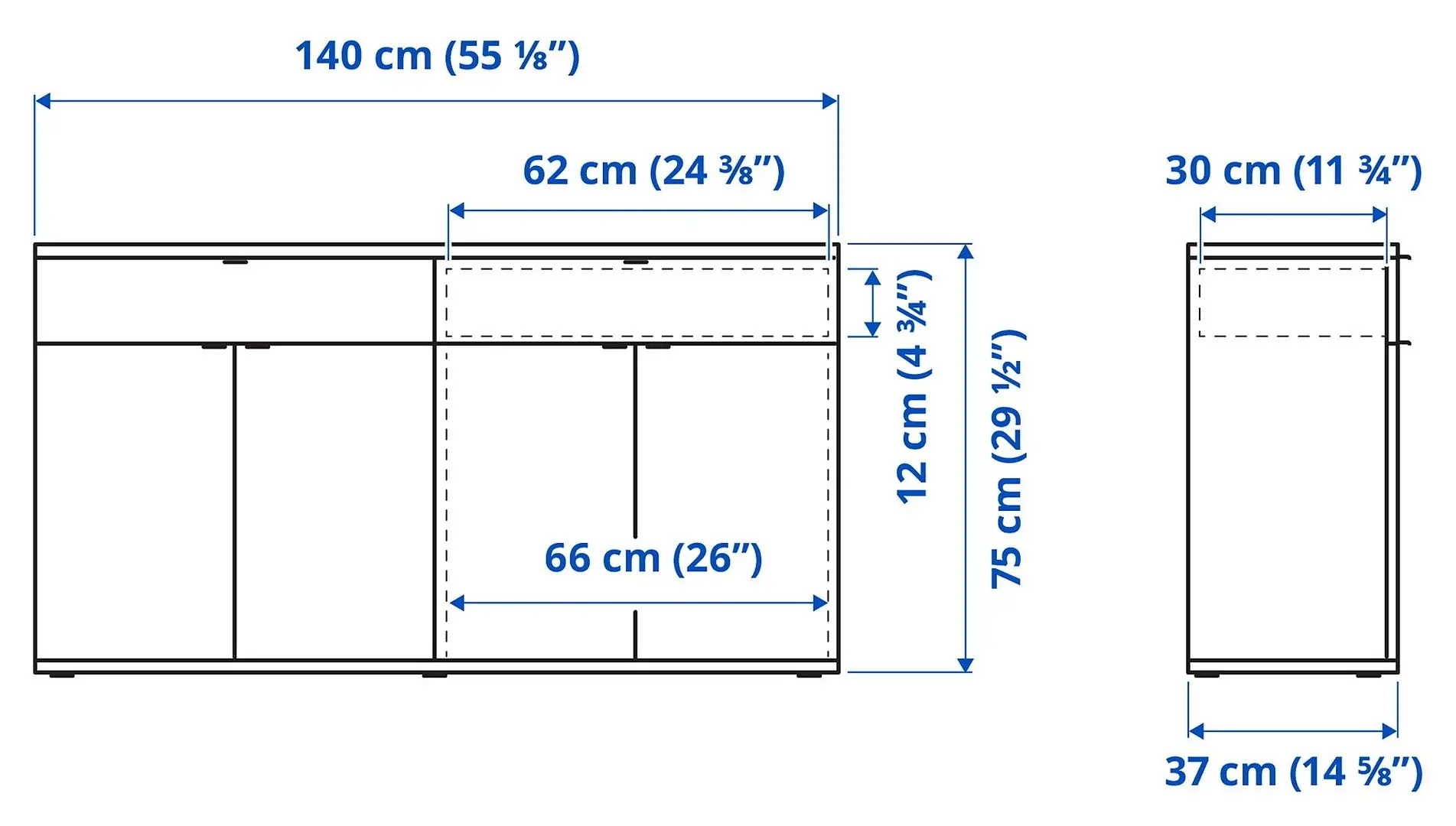 Bufet Ikea Vihals 235x37x90 (Alb)