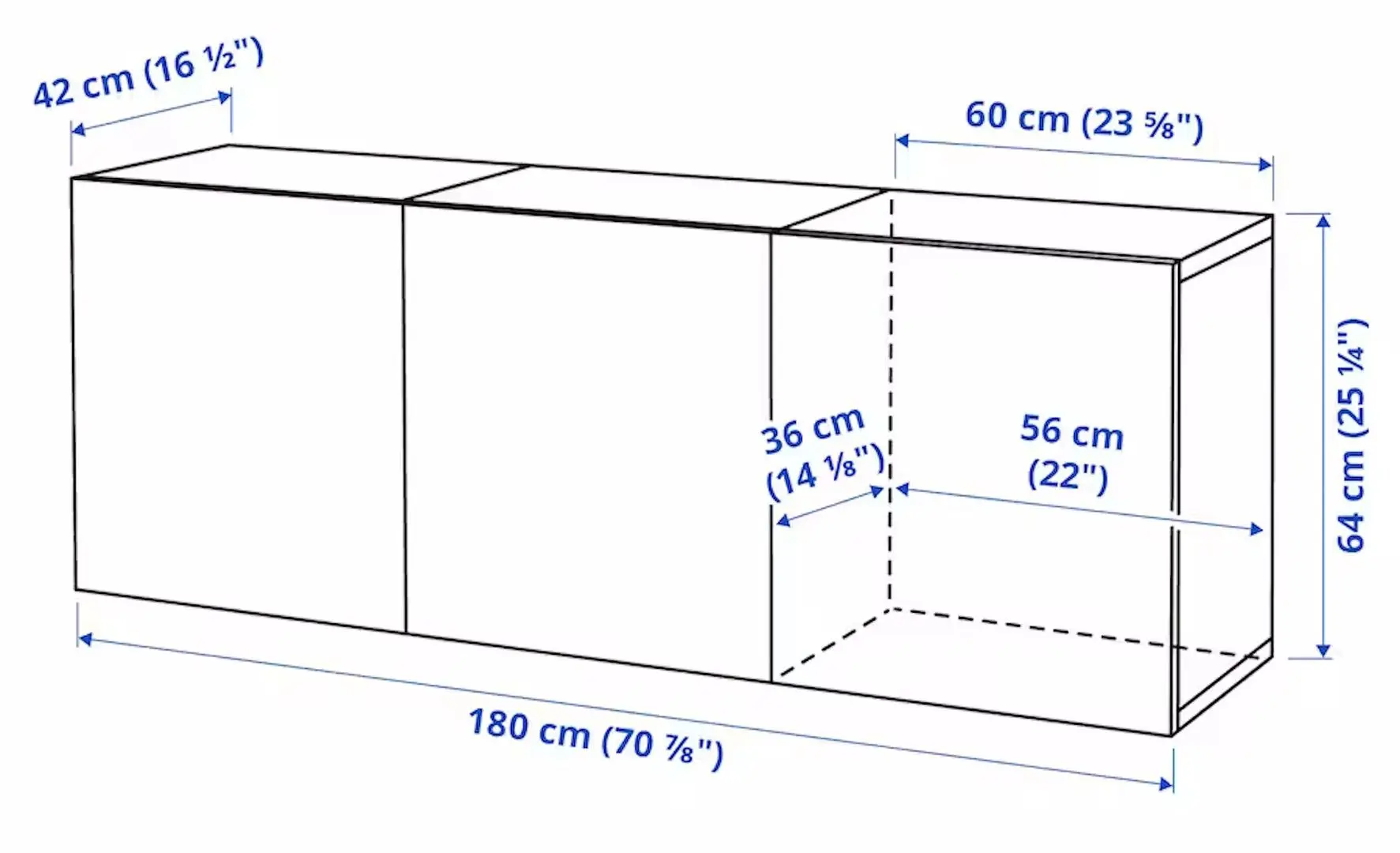Tumba suspendat Ikea Besta/Lappviken 180x42x64 (Alb)