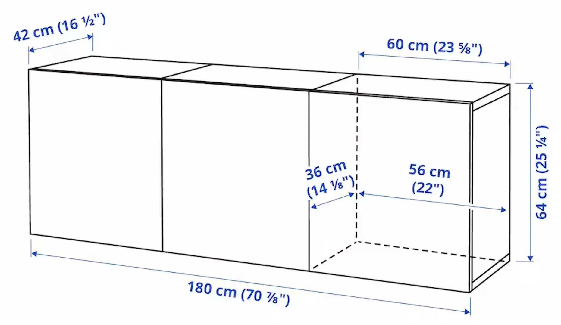 Tumba suspendata Ikea Besta/Lappviken 180x42x64 (Alb/Gri Deschis-Bej) - 5