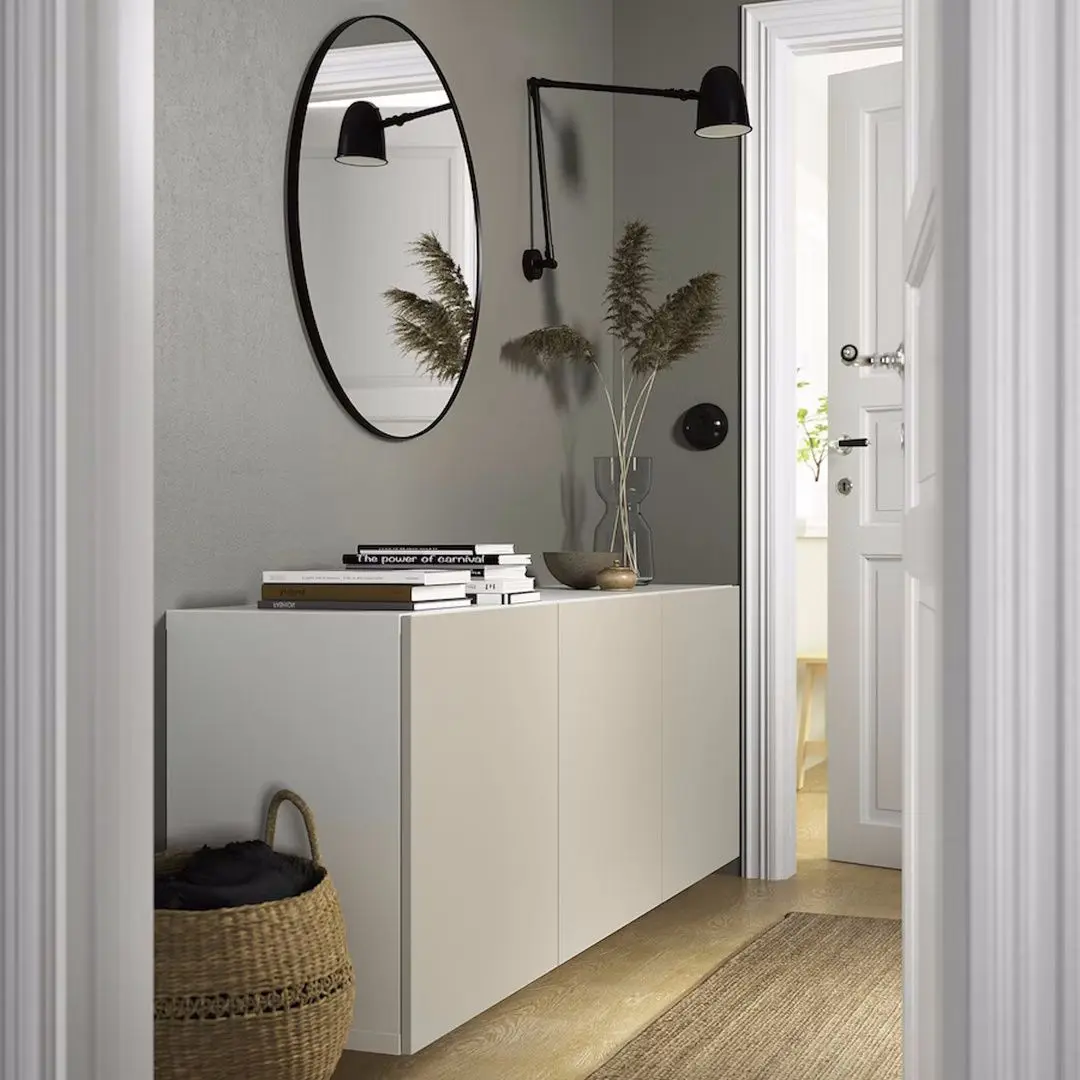 Tumba suspendata Ikea Besta/Lappviken 180x42x64 (Alb/Gri Deschis-Bej)