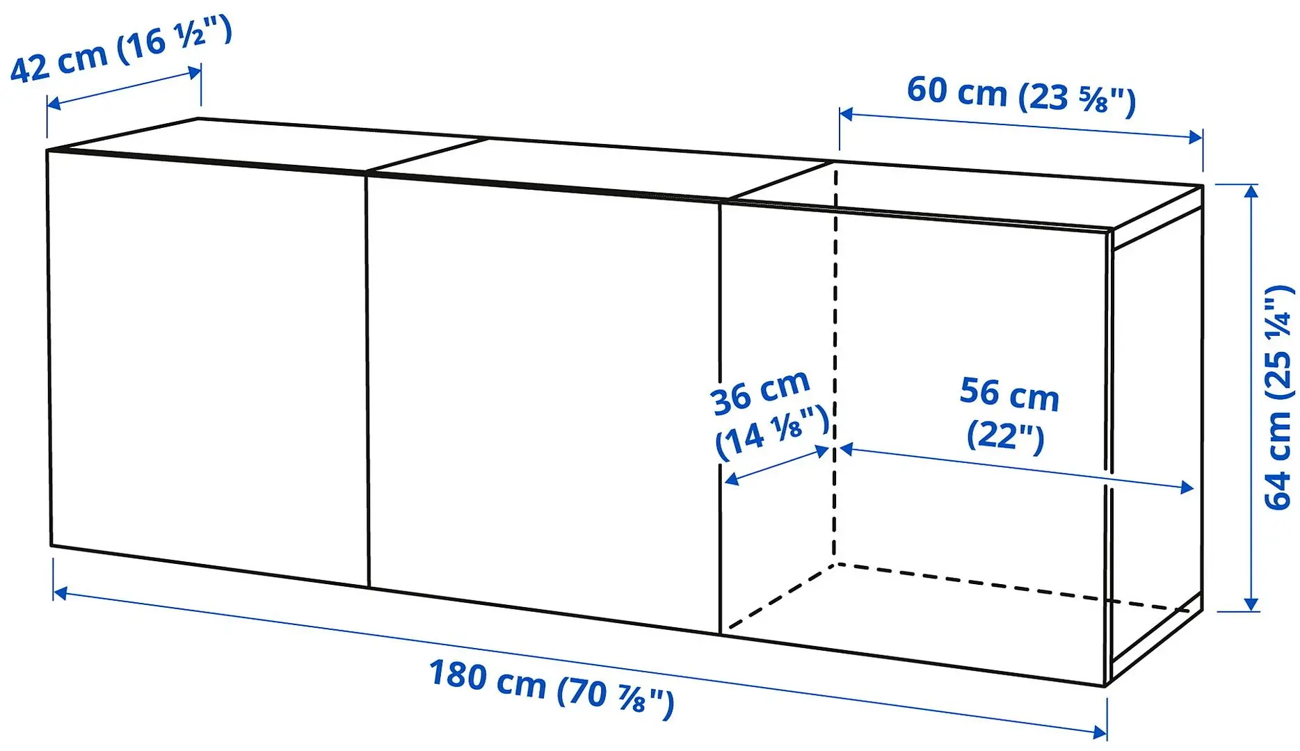 Tumba suspendata Ikea Besta/Riksviken 180x42x64 (Gri Inchis/Aspect Cositor Mat Inchis)