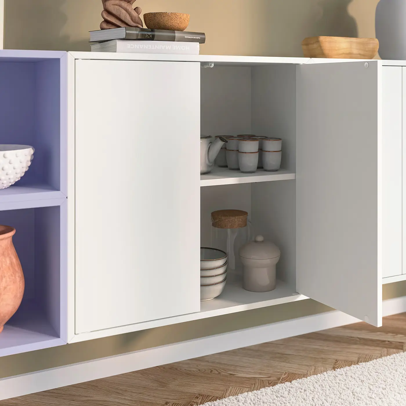 Tumba suspendata Ikea Eket 175x35x70 (Alb/Lila deschis) - 2