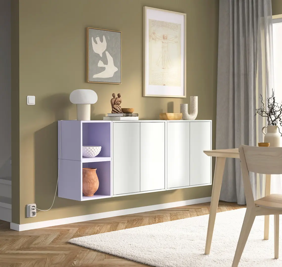 Tumba suspendata Ikea Eket 175x35x70 (Alb/Lila deschis)