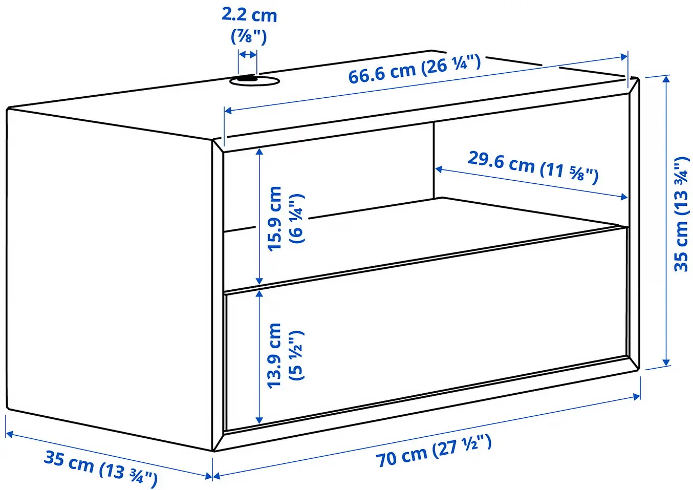 Tumba suspendata Ikea Eket usa/raft 70x35x35 (Maro/Aspect Nuc) - 8