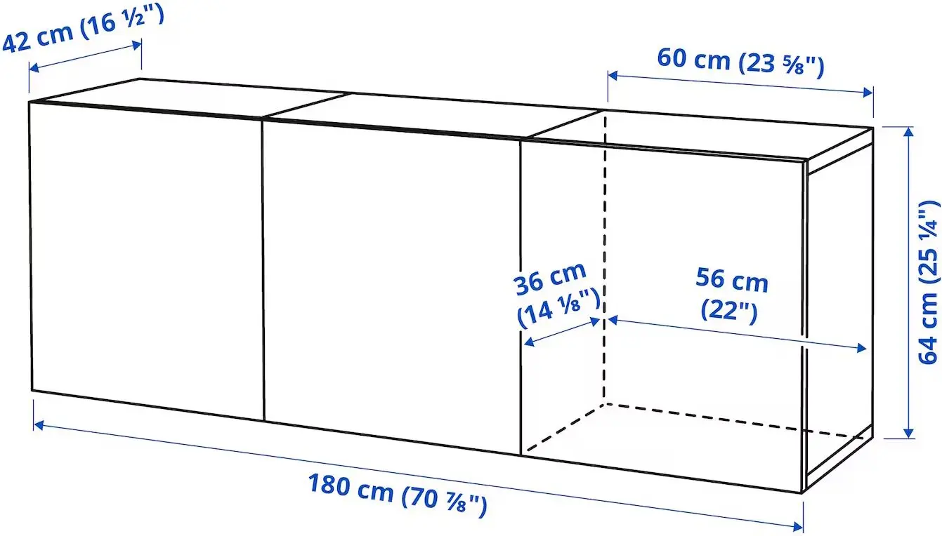 Tumba suspendata Ikea Besta/Hammarsmed 180x42x64 (Alb/Bej)