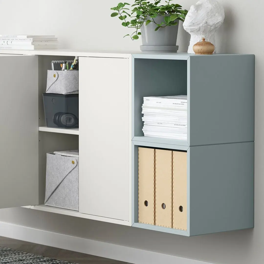 Tumba suspendata Ikea Eket 175x35x70 (Alb/Gri Deschis-Bleu)