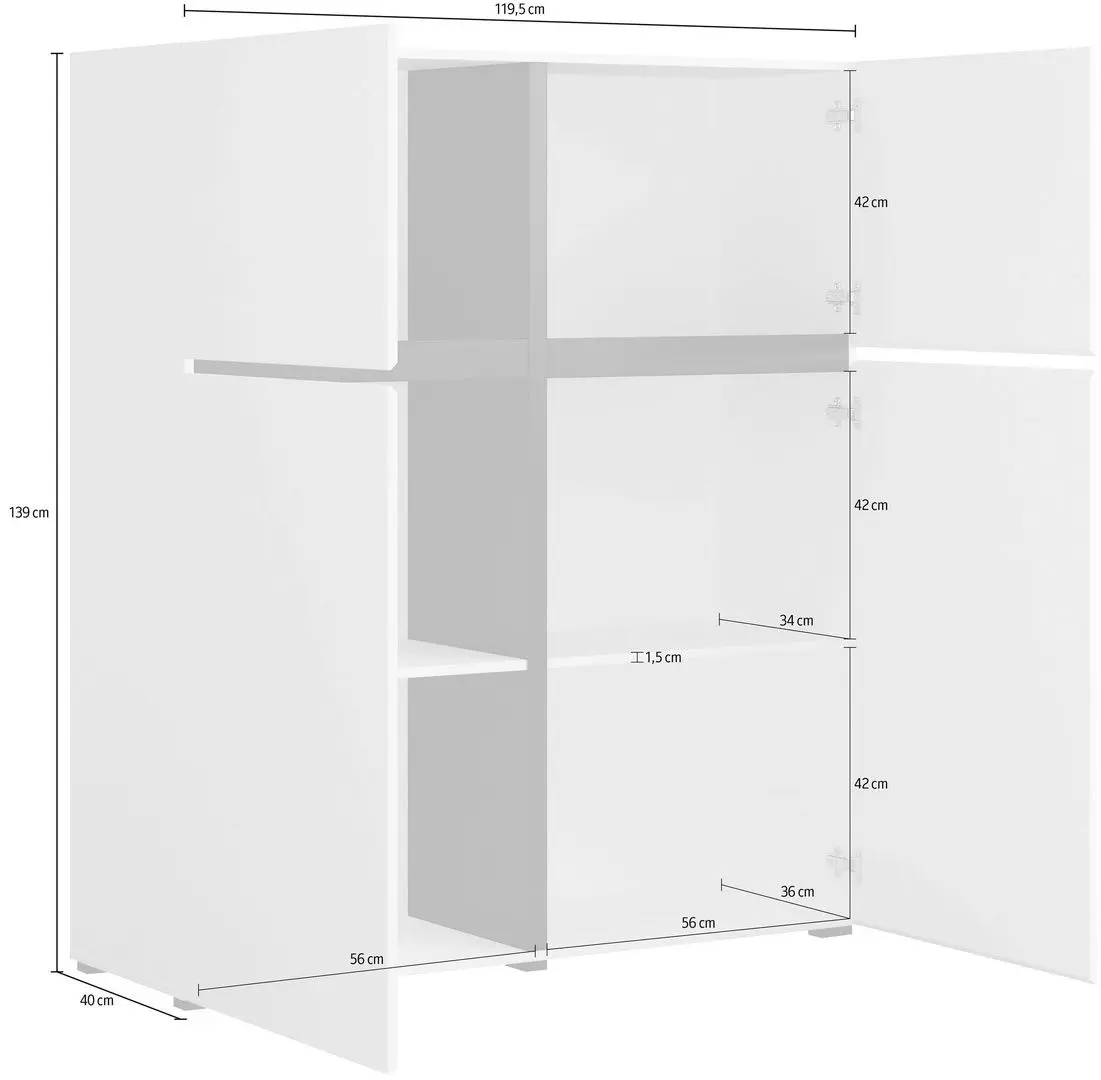 Тумба Helvetia Cross 4D (Wotan Oak/Black)