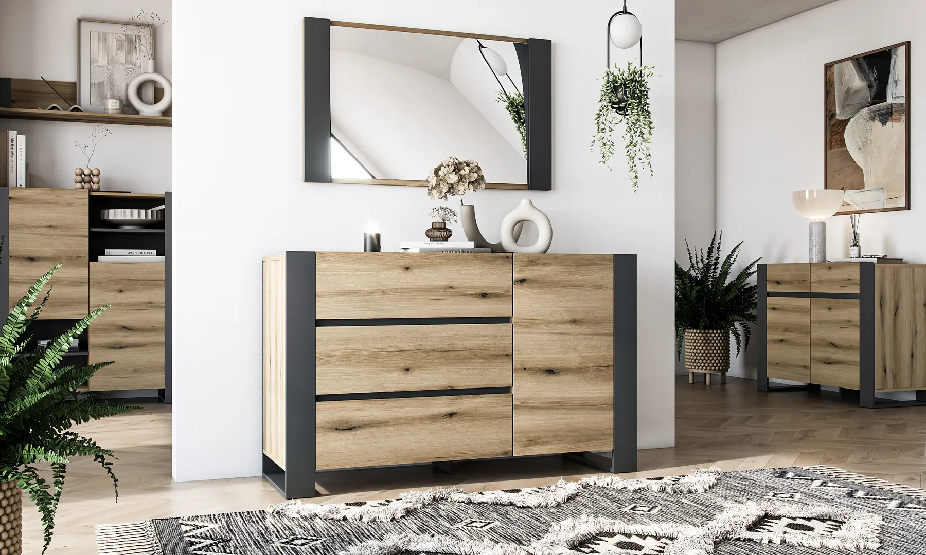 Tumba Magnusplus Combo C22 130х78.8х42.1 (Graphite/Evoke Coast Oak)