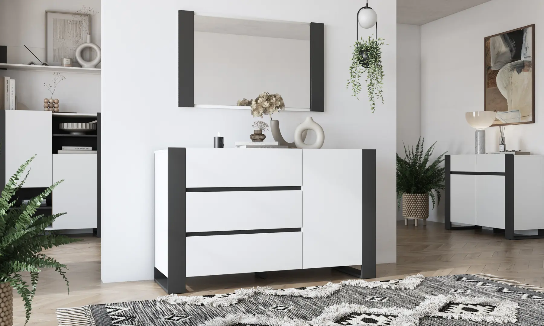 Tumba Magnusplus Combo C22 130х78.8х42.1 (Graphite/White)