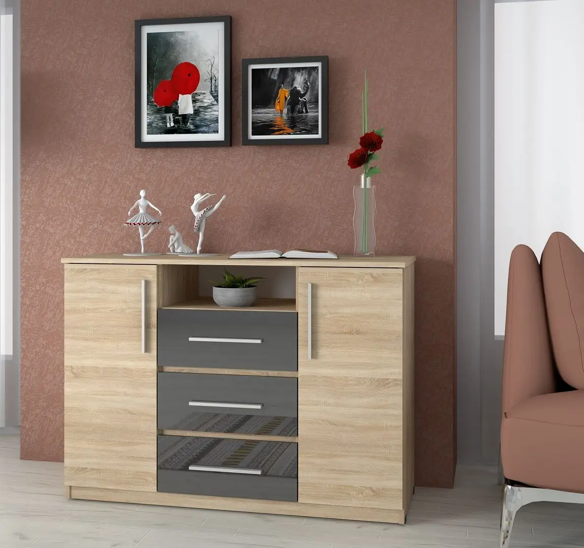 Tumba Marcel Prod Maya (Sonoma Oak/Anthracite)