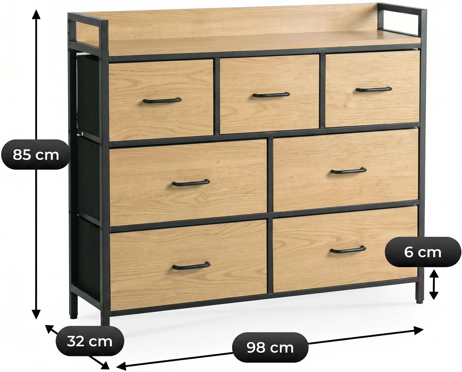 Comoda Mebel Elite Hudson 98cm (Oak/Black) - 8