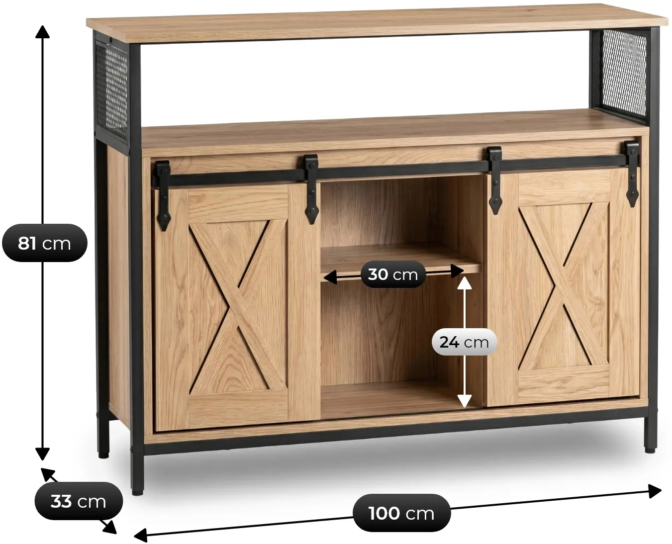 Tumba Mebel Elite Arlo 100cm (Oak/Black) - 7