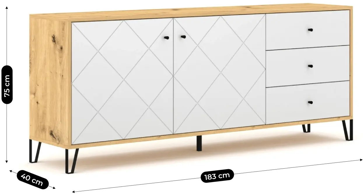 Tumba Mebel Elite Bacardi 183cm ((Artisan Oak/White) - 6