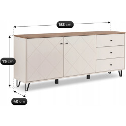 Tumba Mebel Elite Bacardi 183cm (Cashmere/Castello Oak) Thumb