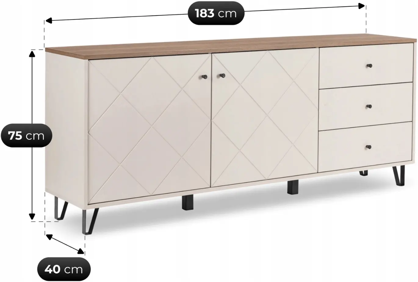 Tumba Mebel Elite Bacardi 183cm (Cashmere/Castello Oak) - 9