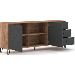 Tumba Mebel Elite Bacardi 183cm (Tobacco Craft Oak/Graphite) Thumb