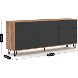 Tumba Mebel Elite Bacardi 183cm (Tobacco Craft Oak/Graphite) Thumb