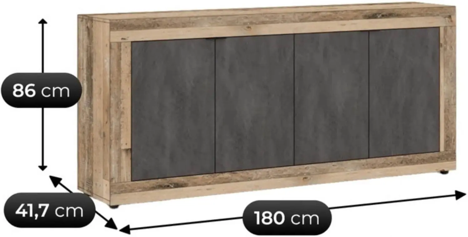 Tumba Mebel Elite Blago 180cm (Black/Untreated Oak) - 6