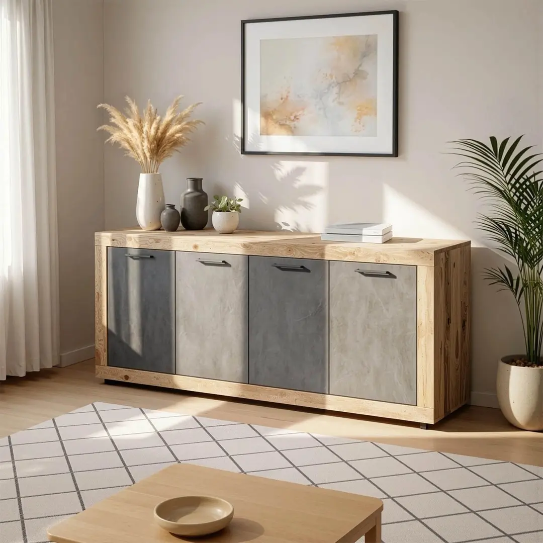 Tumba Mebel Elite Blago 180cm (Black/Untreated Oak)