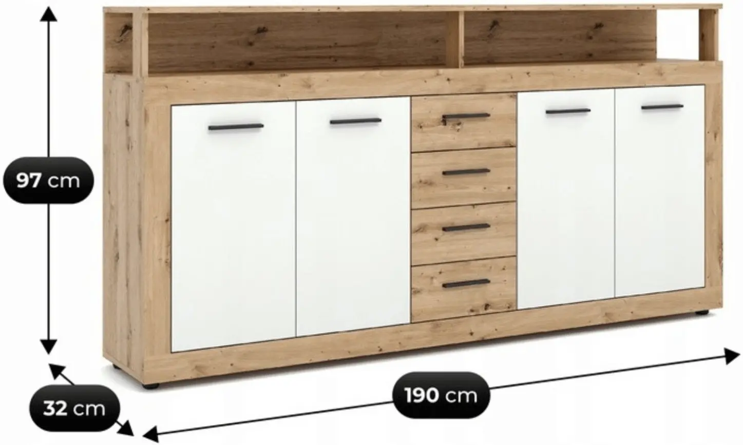 Tumba Mebel Elite Blago 190cm (Artisan Oak/White) - 6