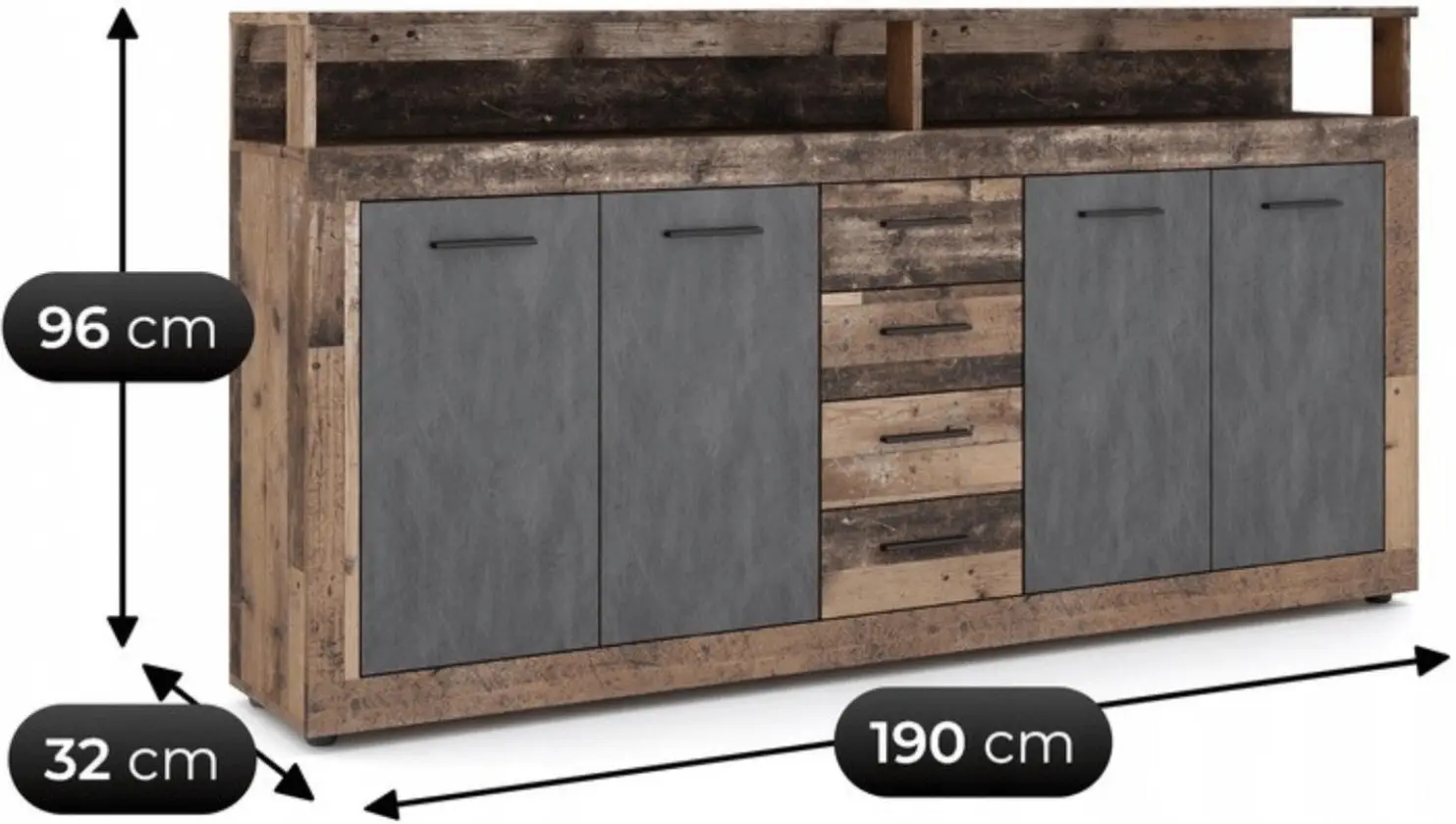 Tumba Mebel Elite Blago 190cm (Dark Oak/Black) - 5