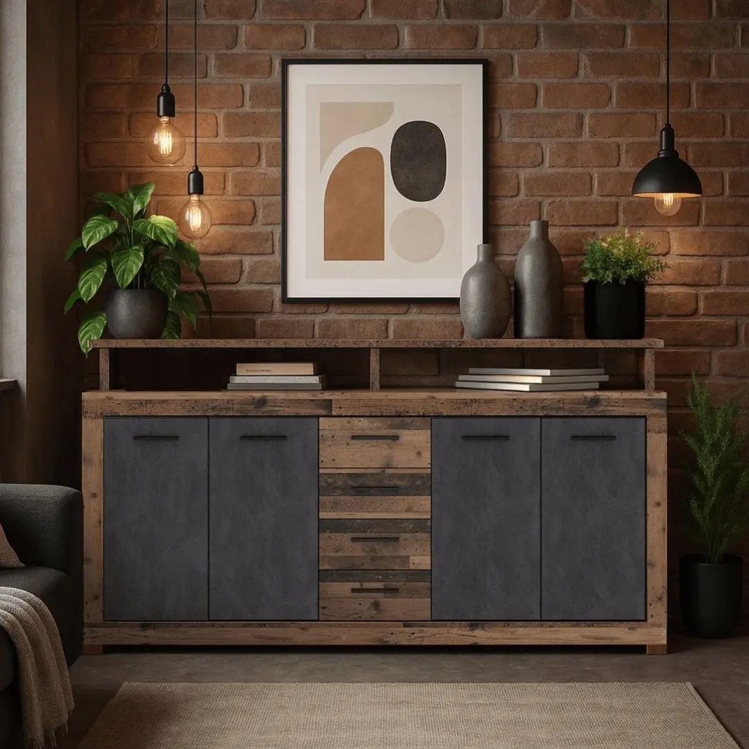 Tumba Mebel Elite Blago 190cm (Dark Oak/Black)