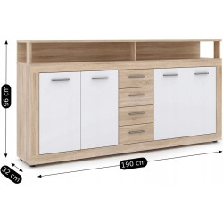 Tumba Mebel Elite Blago 190cm (Sonoma Oak/White) Thumb