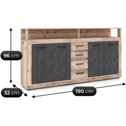 Tumba Mebel Elite Blago 190cm (Untreated Oak/Black) Thumb