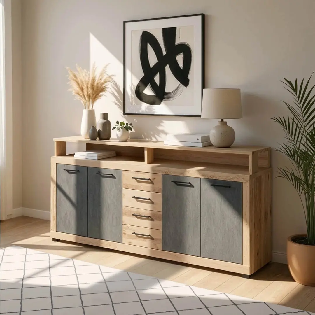 Tumba Mebel Elite Blago 190cm (Untreated Oak/Black)