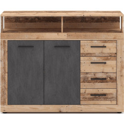 Tumba Mebel Elite Blago Midi A 119.6cm (Untreated Oak/Black) Thumb